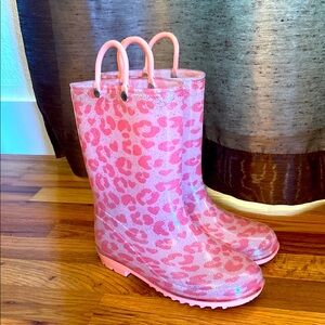 Girls cheetah print rain boots
